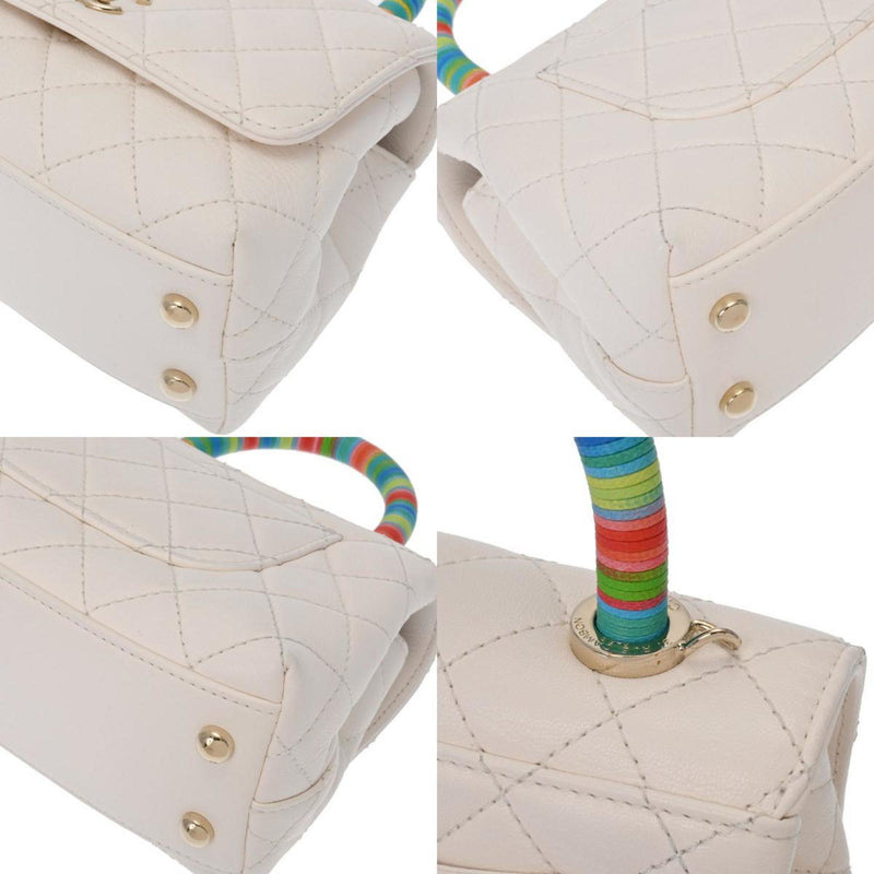 CHANEL Matelasse XXS White Rainbow AS2215 Women's Calf Handbag