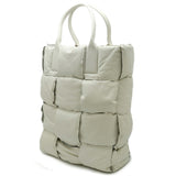 BOTTEGA VENETA Padded Squash Tote Bag Large Leather White 629192