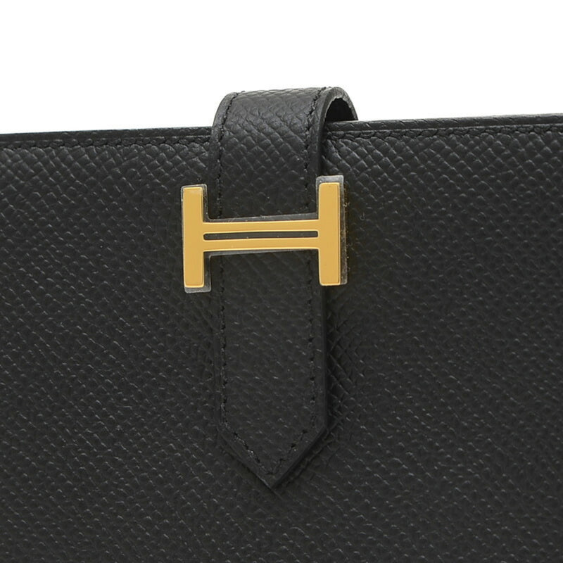 Hermes Bearn Compact Bi-fold Wallet Epson Black W Engraved