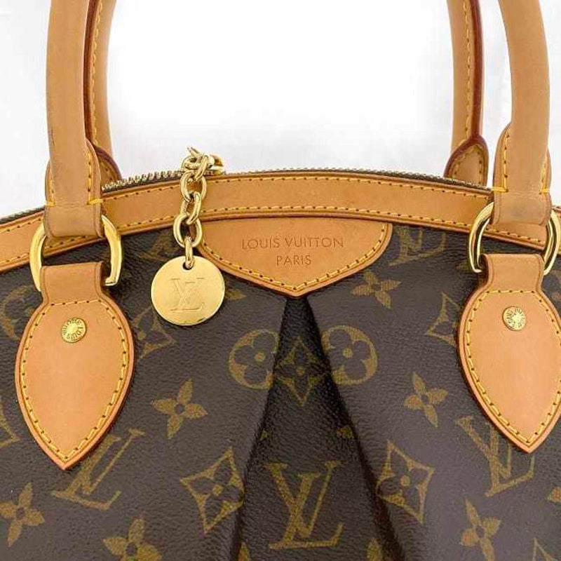 LOUIS VUITTON Handbag Tivoli PM Brown Monogram M40143 Canvas Tanned Leather VI1078 Tote Bag Gathered