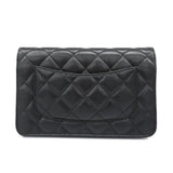 Chanel Shoulder Bag Matelasse Chain Caviar Skin Black Women's