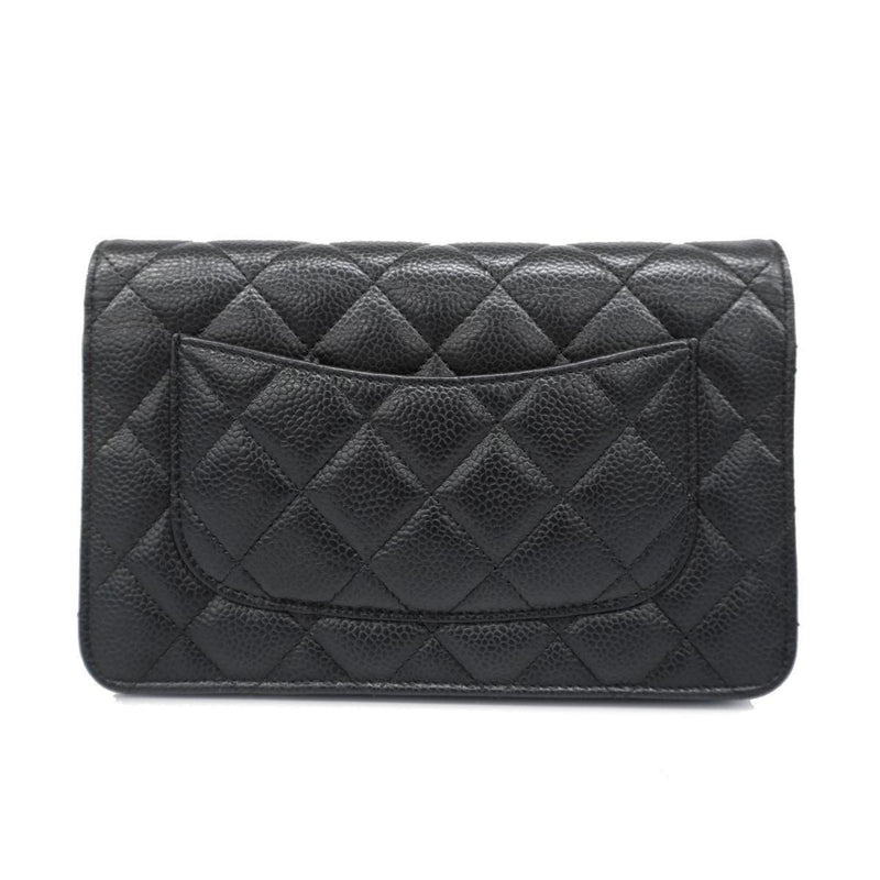 Chanel Shoulder Bag Matelasse Chain Caviar Skin Black Women's