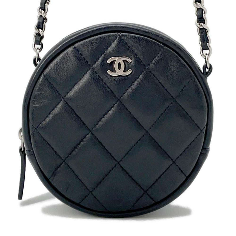 Chanel Chain Shoulder Bag Matelasse Coco Mark Round Classic Lambskin AP0245 CHANEL Black