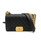 CHANEL Boy Chanel ChainShoulder Black Caviar Skin (Grained Calf) A67085