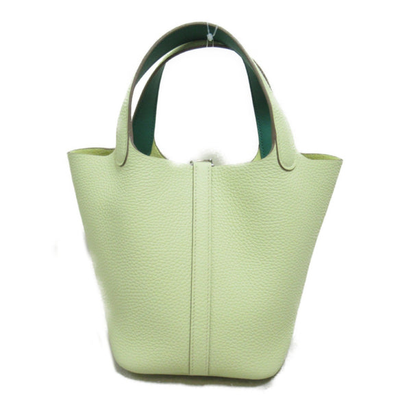 HERMES Picotin Lock PM Handbag Green Jaune Milton/Vert Taurillon Clemence leather Swift leather