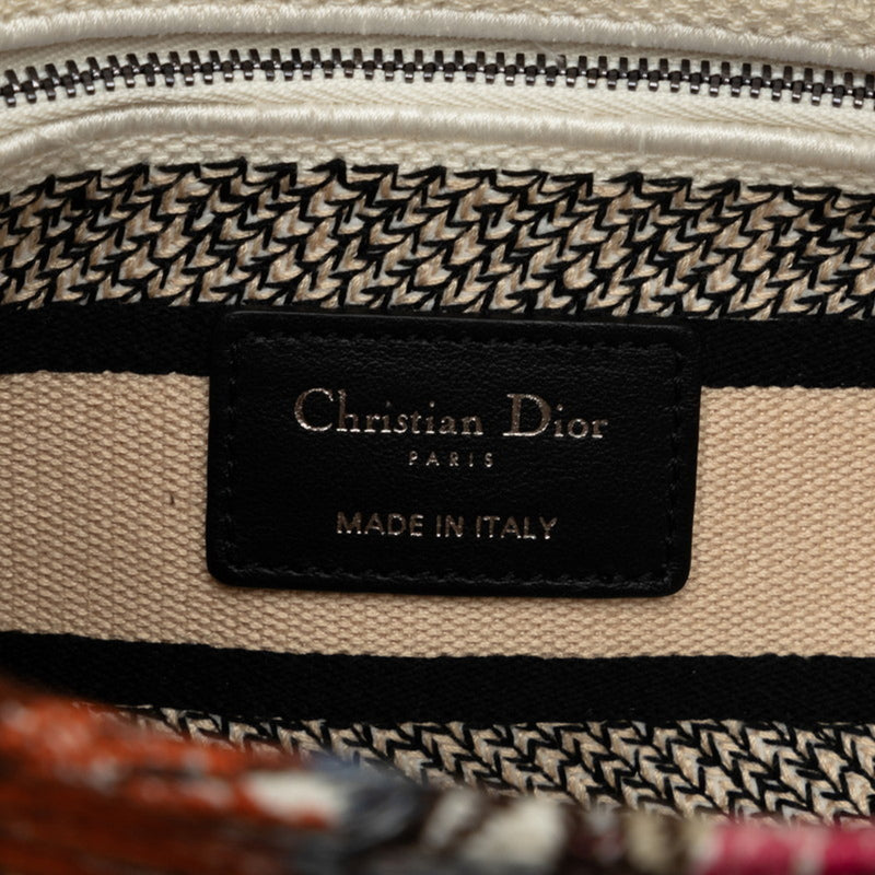 Christian Dior Dior Book Tote Dee-Lite Bird Flower Handbag Shoulder Bag White Multicolor Canvas Women's