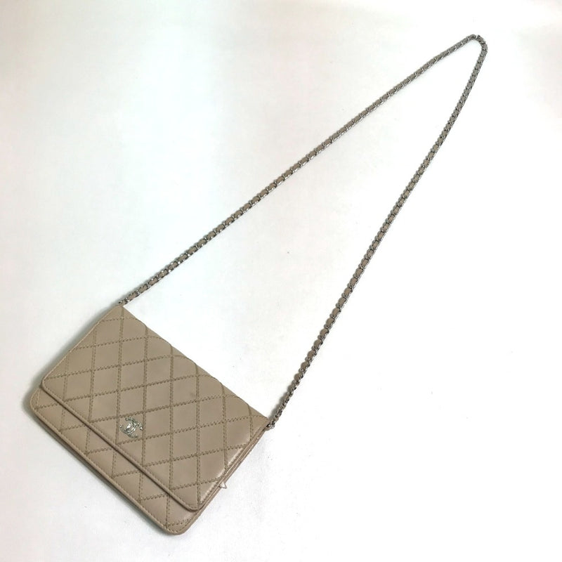 Chanel CC Mark Bag Chain Wallet Shoulder Bag Long Wallet Beige SilverHardware