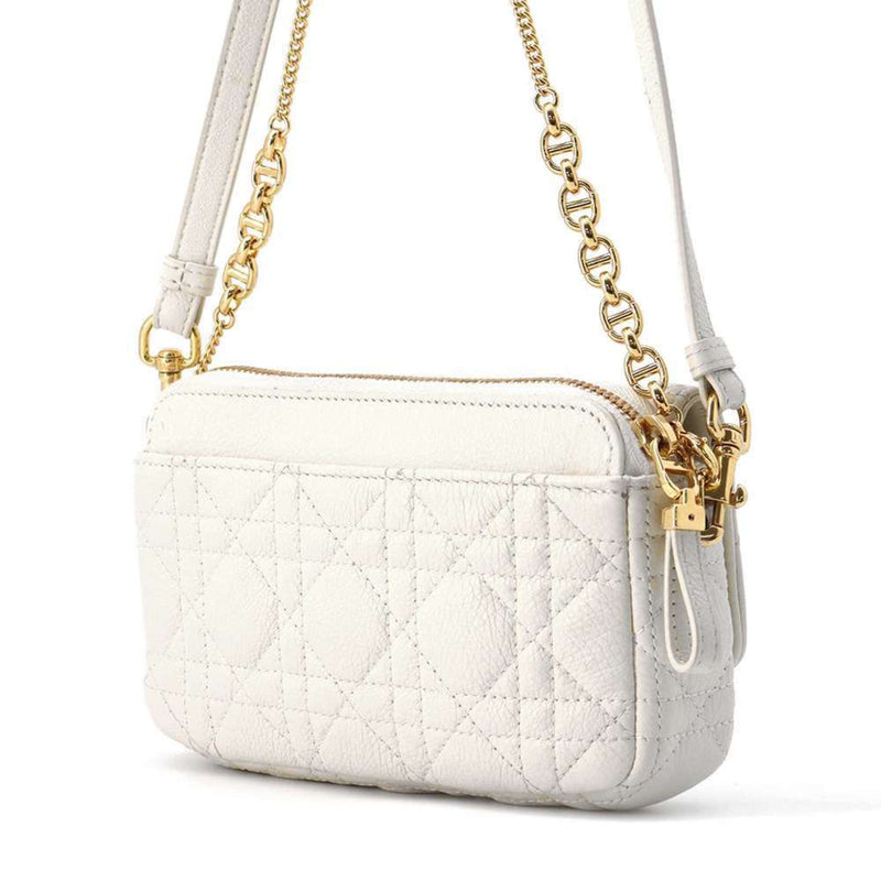 Christian Dior Shoulder Bag Caro Canage S5125UWHC White Women's