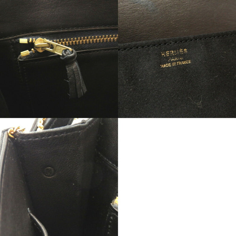 Hermes Cooktail Satin Black Gold hardware Shoulder Bag 0034 HERMES