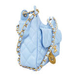 Chanel Shoulder Bag Matelasse Chain Caviar Skin Light Blue Ladies