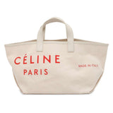 Celine Tote Bag Made in Small Canvas Leather 18608 CELINE Handbag White