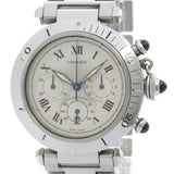 Polished CARTIER Pasha 38 Chronograph Steel Quartz Mens Watch W31018H3 BF574125