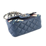 CHANEL Air Line Matelasse Chain Shoulder Bag Leather Blue White Red Silver Metal Fittings