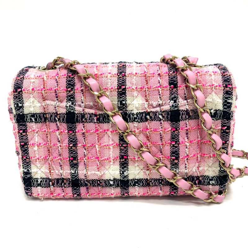 CHANEL A69900 24S Coco Mark Single Chain Shoulder Bag Tweed Women's Pink