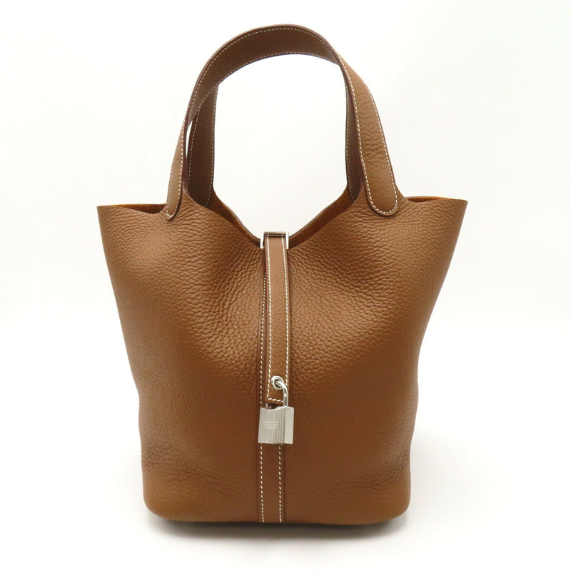 Hermes HERMES Picotin Lock MM Handbag Bag Calfskin (Cowhide) Taurillon Clemence Women's Brown