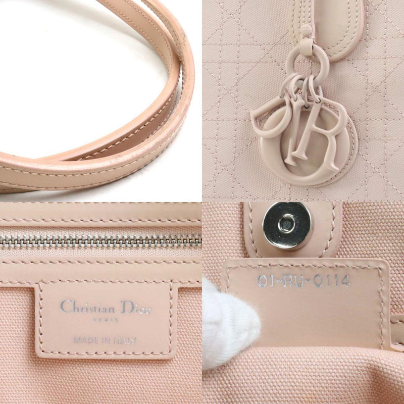 Christian Dior Tote Bag Shoulder Cannage Coated Canvas/Leather Light Pink Beige Women's e58463g