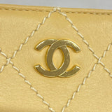 CHANEL Clutch Bag Wild Stitch Leather Beige Women's