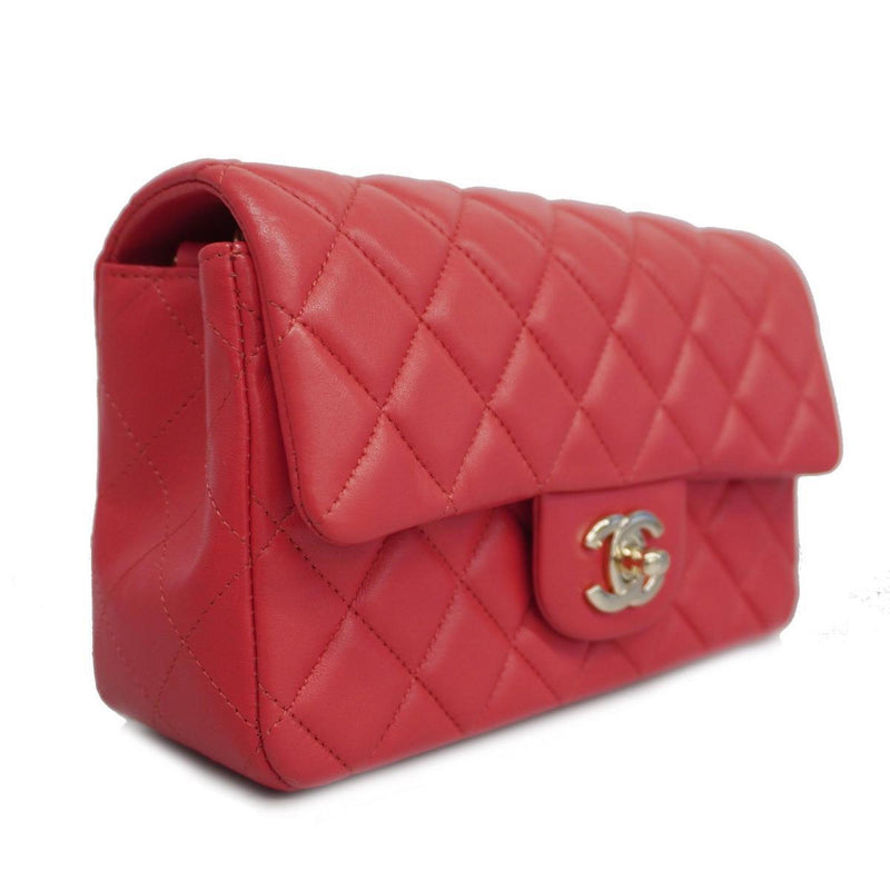 Chanel Shoulder Bag Matelasse Chain Lambskin Red Ladies