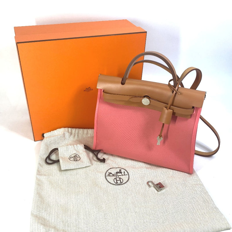 Hermes 2WAY Hand Bag pink Brown