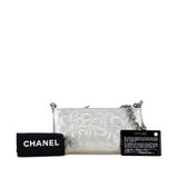 Chanel Camellia Chain Handbag Silver Leather Women's CHANEL