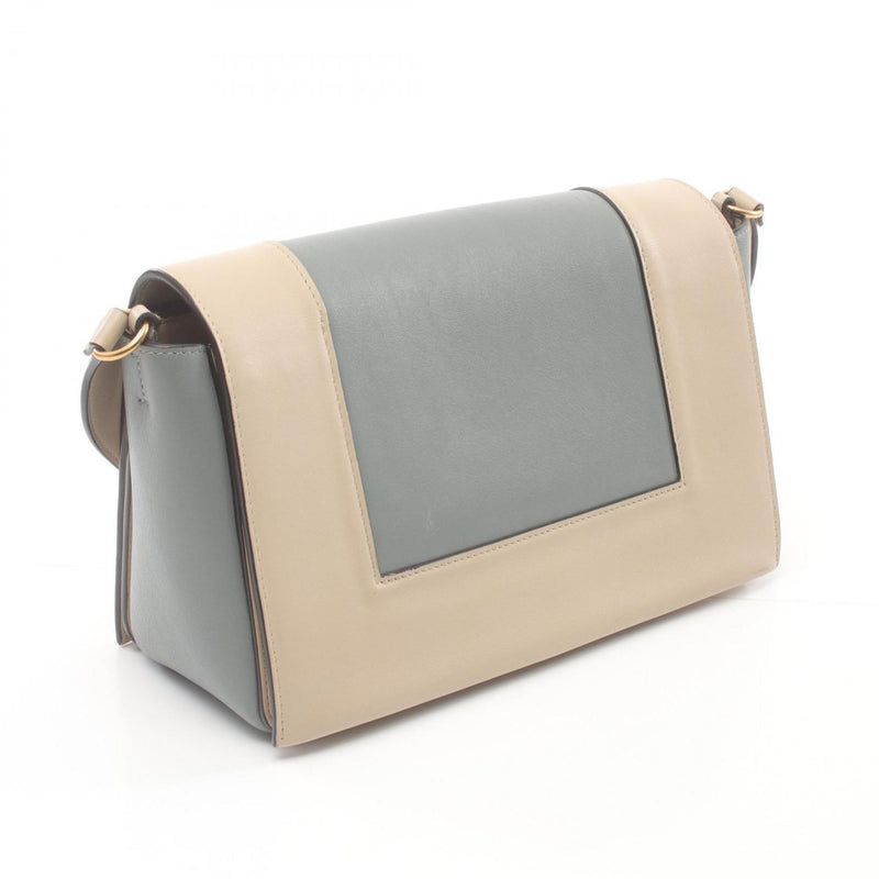 CELINE Frame Medium Shoulder Bag Leather Women s Blue Beige 180263AQO Brandera Luxury Vintage