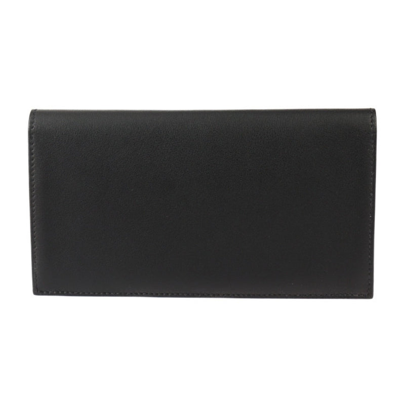 HERMES Citizen Twill Long Wallet, Swift Leather, Black, Bi-fold D Engraved