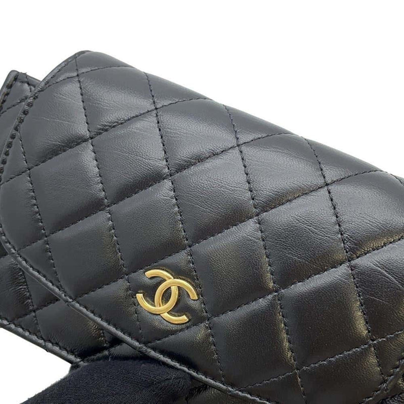 Chanel Chain Wallet Matelasse Coco Mark Lambskin AP3003 CHANEL Black