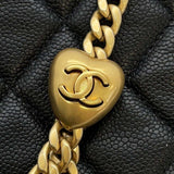 Chanel Body Bag Coco Mark Matelasse Heart Chain Caviar Skin AP3761 CHANEL Black