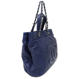 CHANEL Bag Matelasse Women's Handbag Tote Shoulder 2way Leather Navy Blue Chain