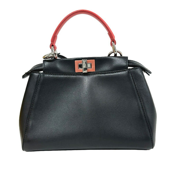 FENDI 8BN244 Peekaboo Handbag Black Women's