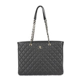 CHANEL Chanel Chain Tote Bag - Caviar Skin Black Shoulder Turn Lock Coco Mark Matelasse Quilting