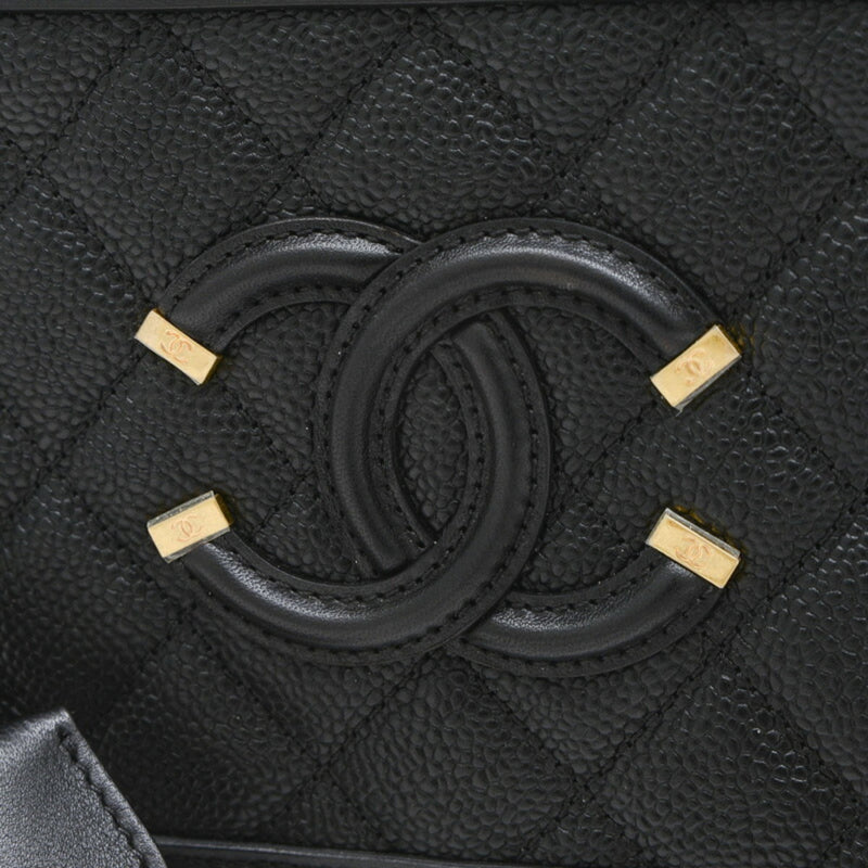 Chanel CC Filigree Small Chain Vanity Shoulder Bag Black A93343