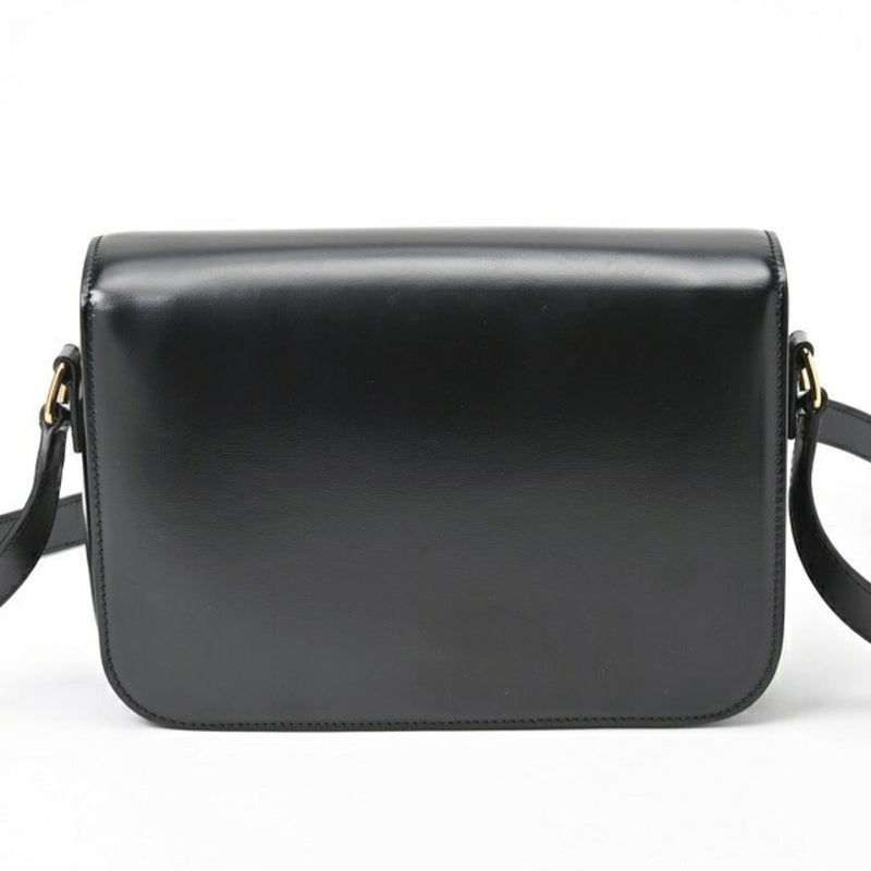 CELINE Classic Triomphe Bag Shoulder 187363BF4.38NO Shiny Calfskin Black E-156520