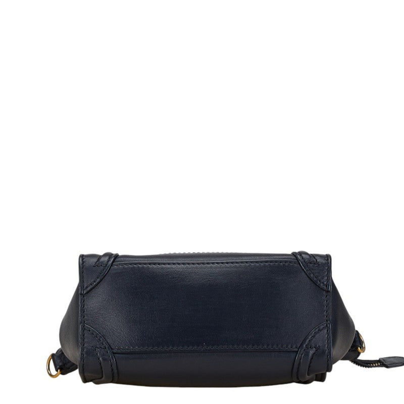 Celine Luggage Nano Shopper Handbag Shoulder Bag Navy Leather Women's CELINE