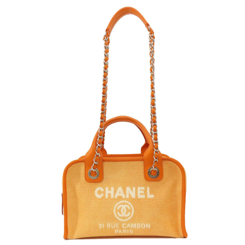 Chanel Deauville Bowling Bag Handbag Canvas Women's