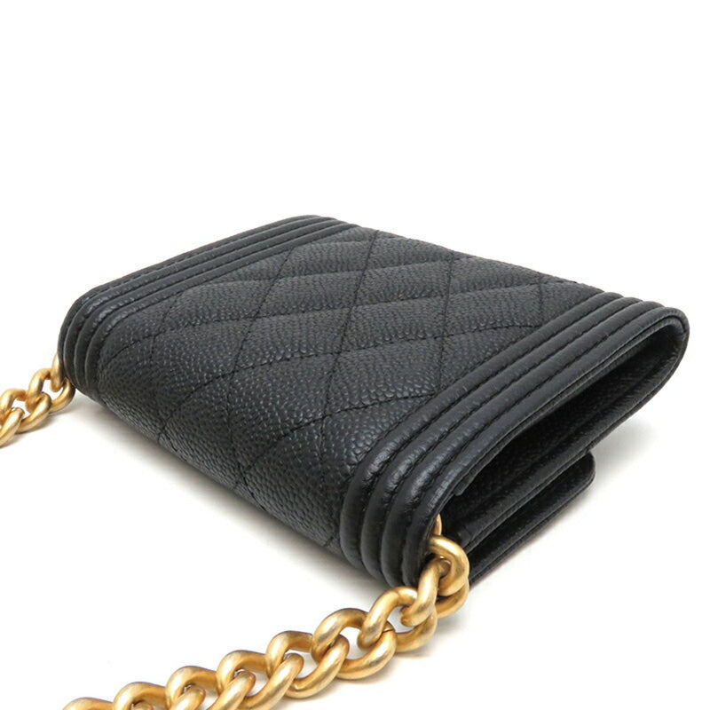 Chanel Boy Chain Women's AP2206 Caviar Skin Black x