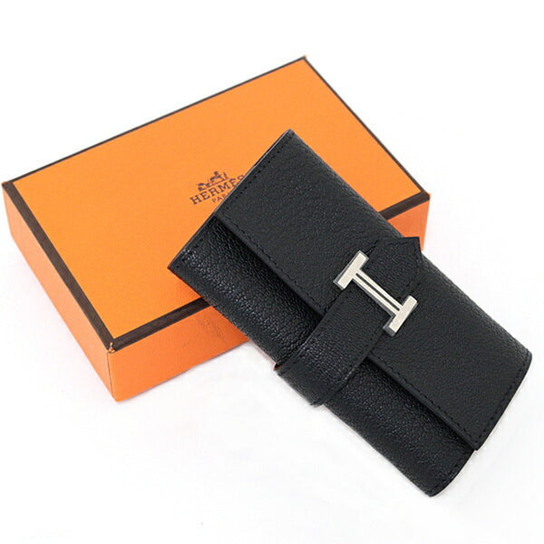 Hermes HERMES Bearn 4-key case Chevre Black U stamp