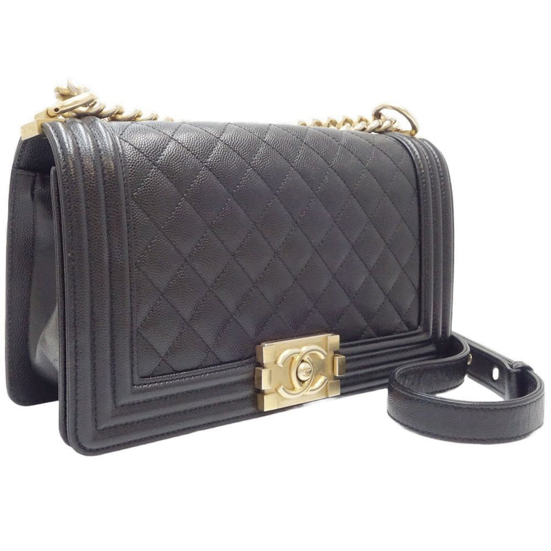 CHANEL Chanel Chain Shoulder Boy A67086 Bag Caviar Skin Black 450310