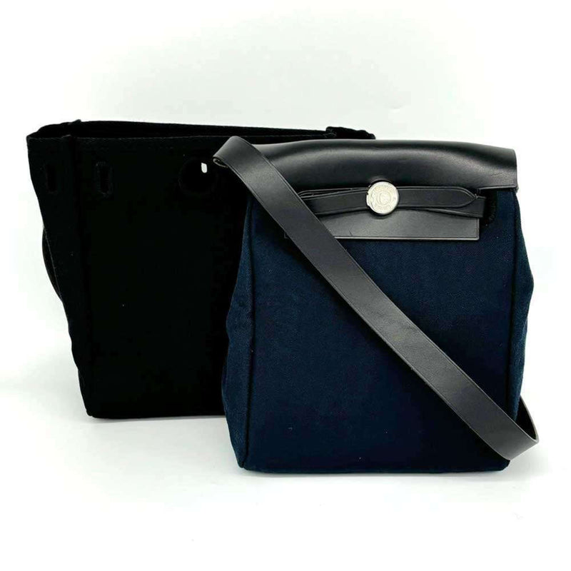 Hermes Airbag TPM Toile □H stamp Serie Navy Black HERMES