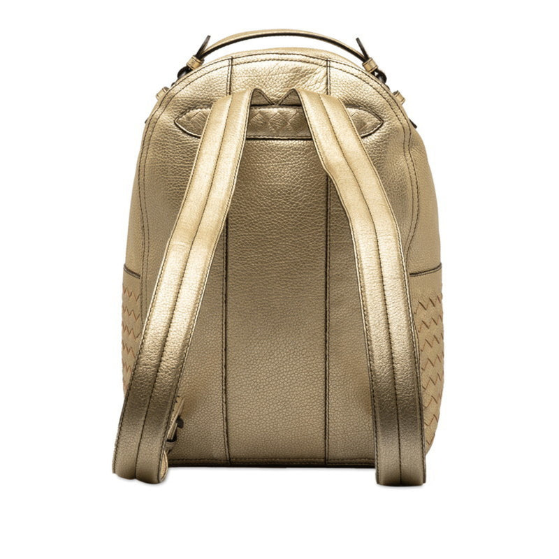 Bottega Veneta Intrecciato Backpack Gold Leather Women's BOTTEGAVENETA