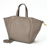 CELINE Small Fold Cabas Tote Bag 19407 Grained Calfskin Greige E-155535