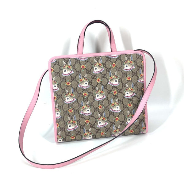 Gucci 630542 Children's Rabbit 2WAY Hand Bag Shoulder Bag Tote Bag Beige x Pink