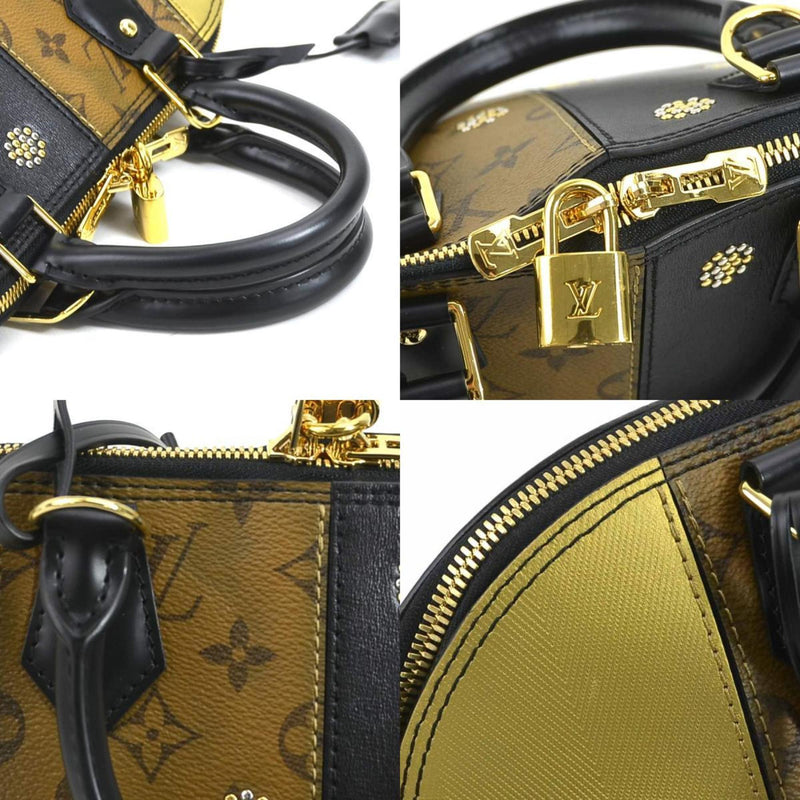 Louis Vuitton LOUIS VUITTON Handbag Alma PM Leather Coated Canvas Black Brown Gold Women's M43407 e58722a