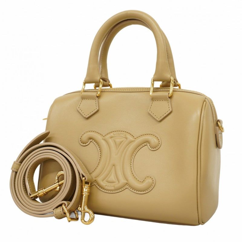 Celine handbag Triomphe leather beige champagne ladies