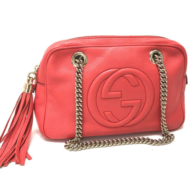 Gucci 308983 Interlocking G bag double chain Shoulder Bag pink Begonia pink