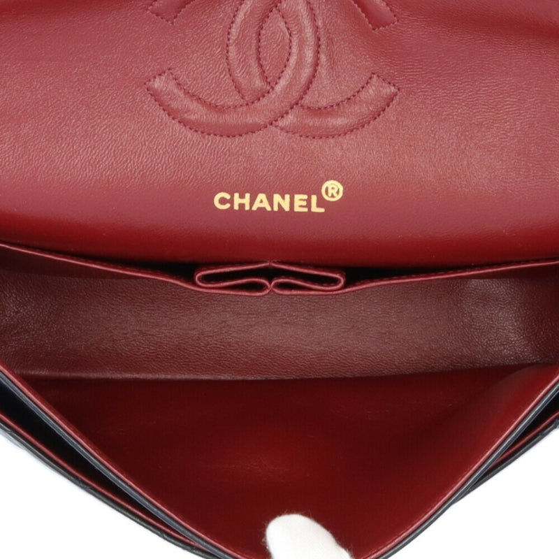 CHANEL Double Flap 25 Matelasse Shoulder Bag Chanel Lambskin Navy Women's