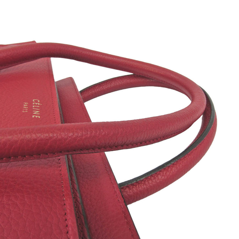 Celine Luggage Micro Shopper 167793 Women's Leather Handbag Red Color