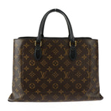 LOUIS VUITTON Louis Vuitton Flower Tote Monogram Handbag M43550 PVC Leather Brown Black Shoulder Bag Cadena