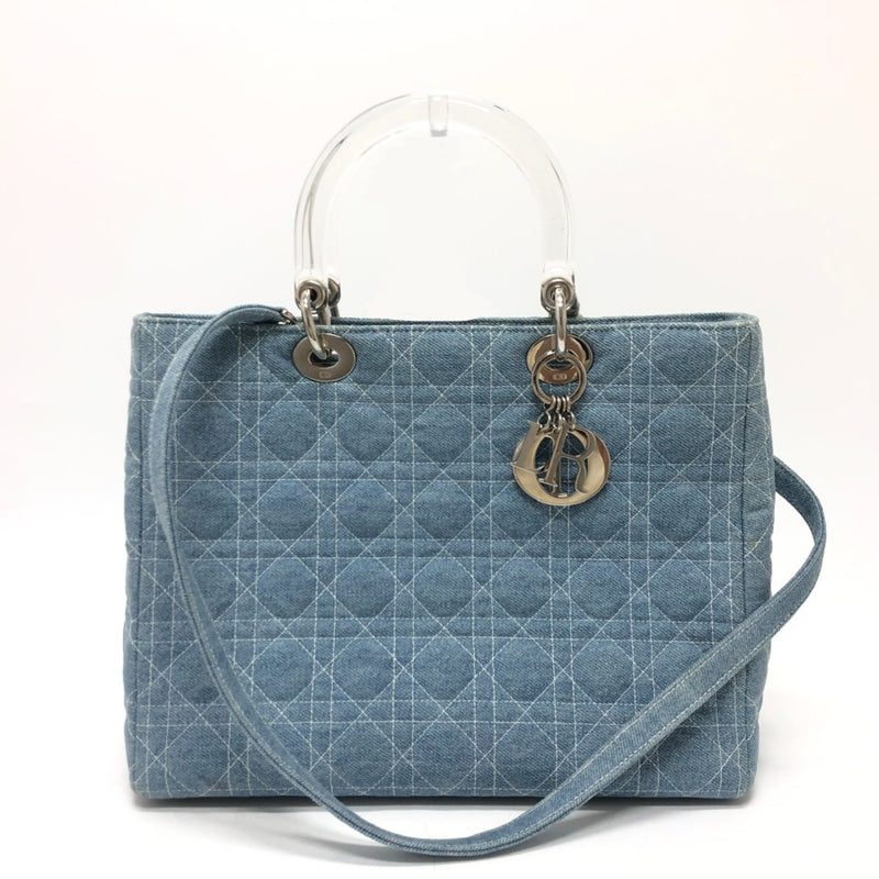 CHRISTIAN DIOR Cannage Bags 2WAY Bags Shoulder Bags Tote Bags Hand Bag blue SilverHardware