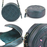 CHANEL Shoulder Bag Matelasse Coco Mark Caviar Leather/Metal Metallic Dark Green/Aurora Women's e58446i